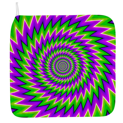 Green Spiral Moving Optical Illusion Hand Towel