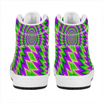 Green Spiral Moving Optical Illusion High Top Leather Sneakers