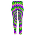 Green Spiral Moving Optical Illusion High-Waisted Pocket Leggings