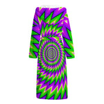 Green Spiral Moving Optical Illusion Hooded Bathrobe