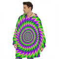 Green Spiral Moving Optical Illusion Hoodie Blanket