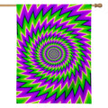 Green Spiral Moving Optical Illusion House Flag