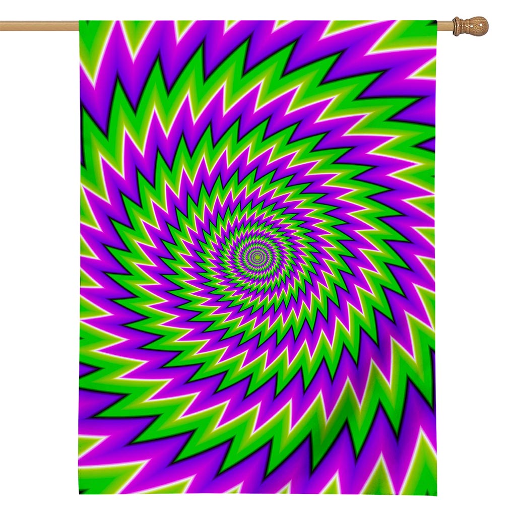 Green Spiral Moving Optical Illusion House Flag