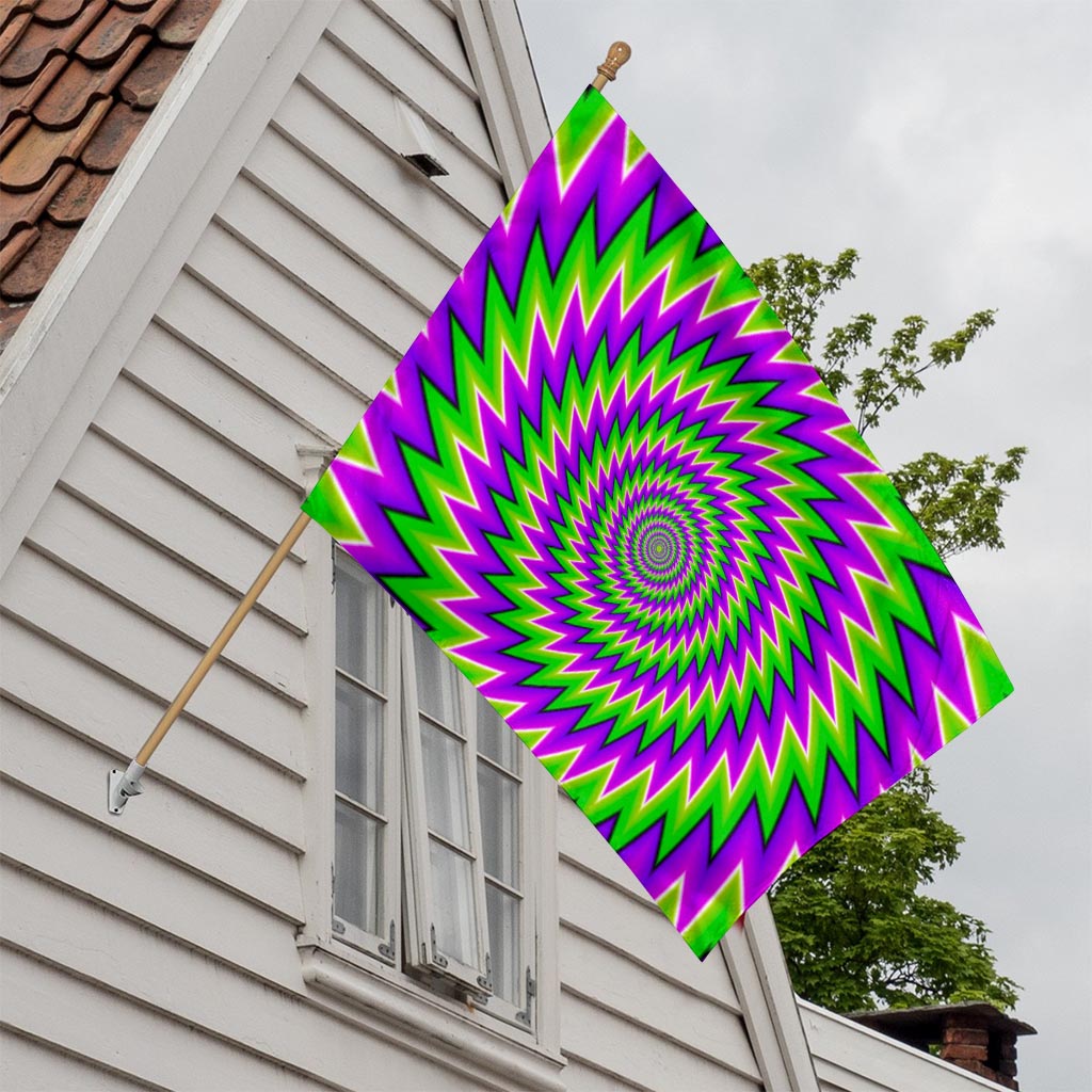 Green Spiral Moving Optical Illusion House Flag
