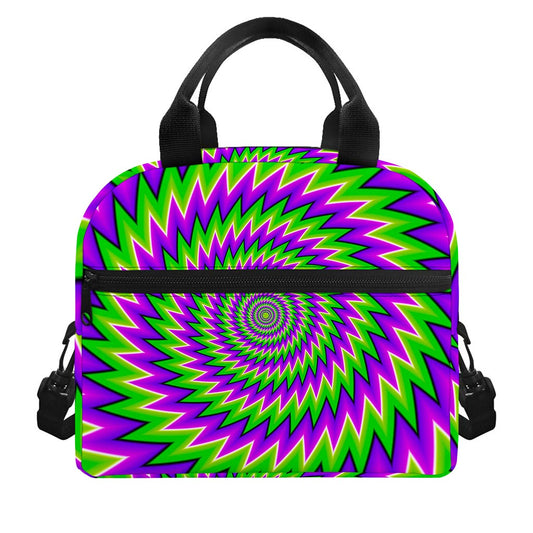 Green Spiral Moving Optical Illusion Insulated Lunch Bag