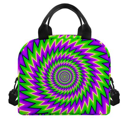 Green Spiral Moving Optical Illusion Insulated Lunch Bag