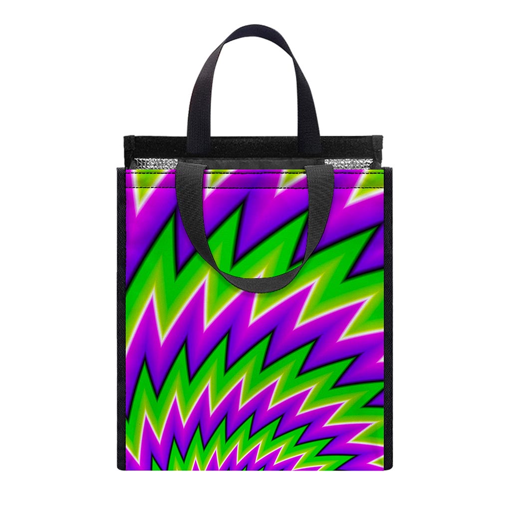 Green Spiral Moving Optical Illusion Insulated Lunch Tote