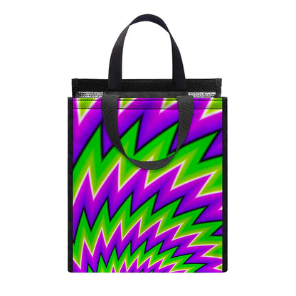 Green Spiral Moving Optical Illusion Insulated Lunch Tote