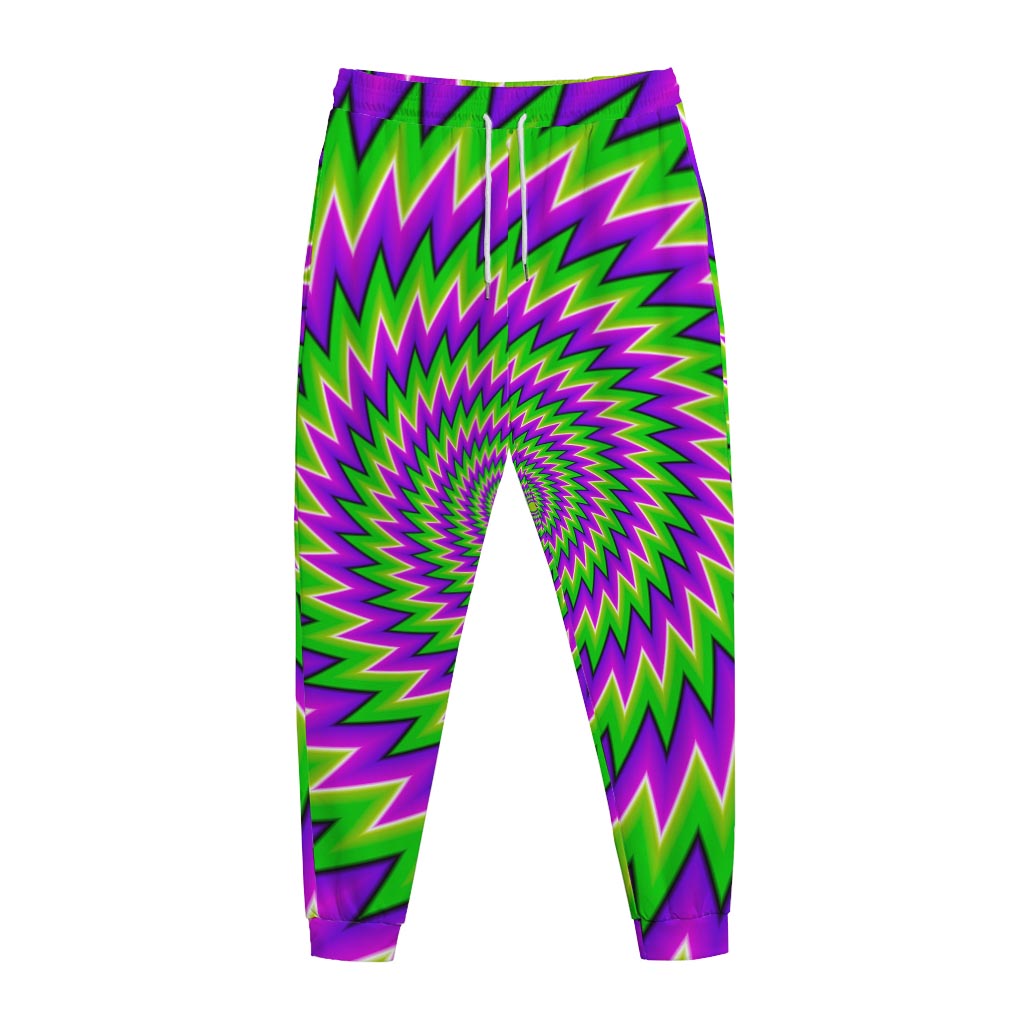 Green Spiral Moving Optical Illusion Jogger Pants