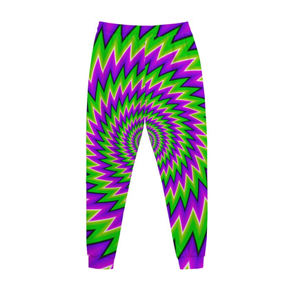 Green Spiral Moving Optical Illusion Jogger Pants