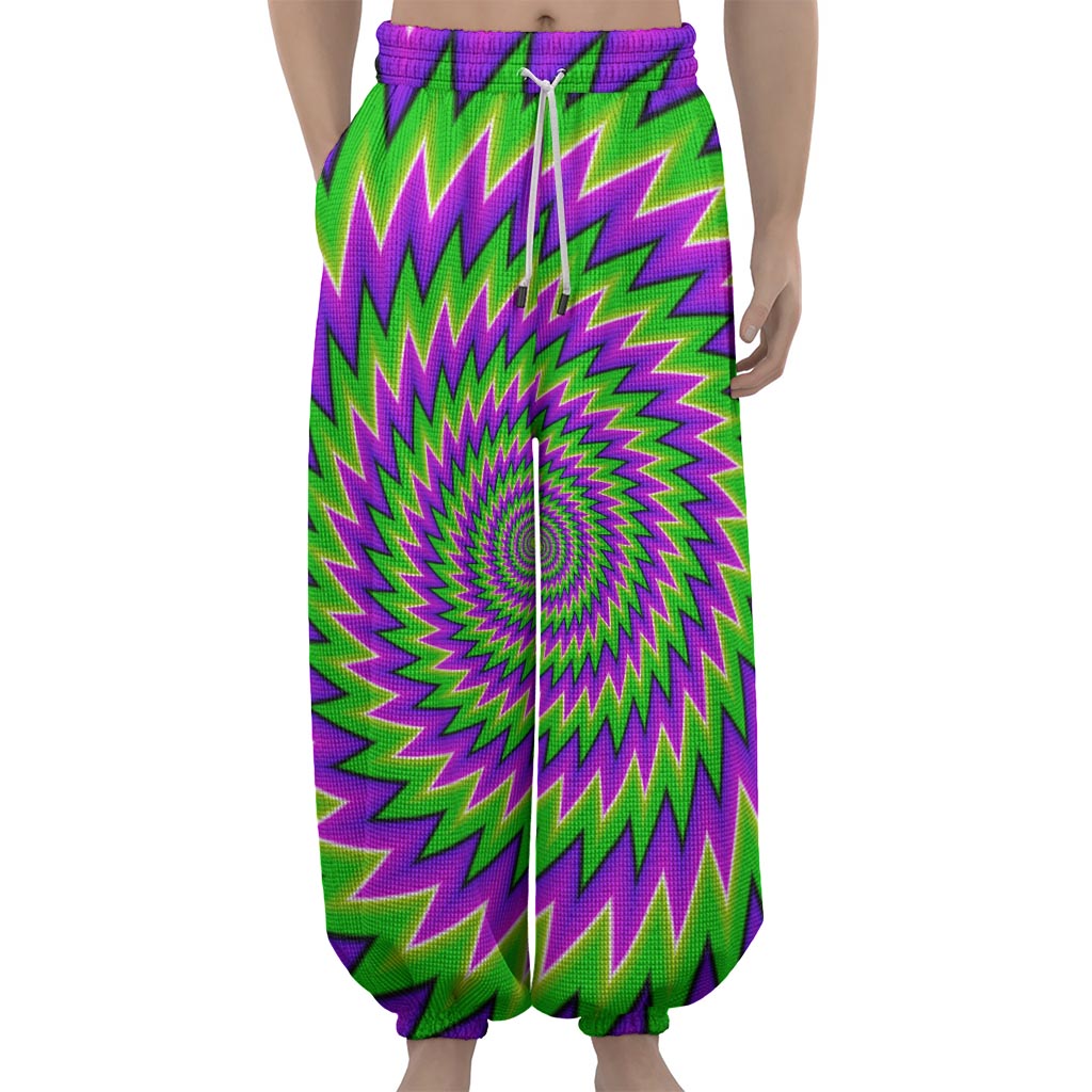 Green Spiral Moving Optical Illusion Lantern Pants