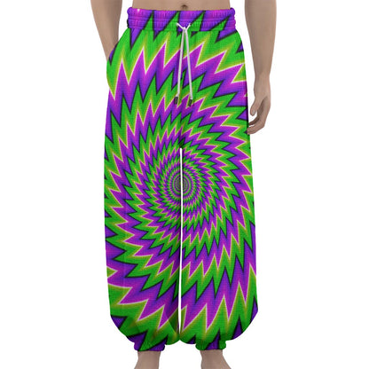 Green Spiral Moving Optical Illusion Lantern Pants