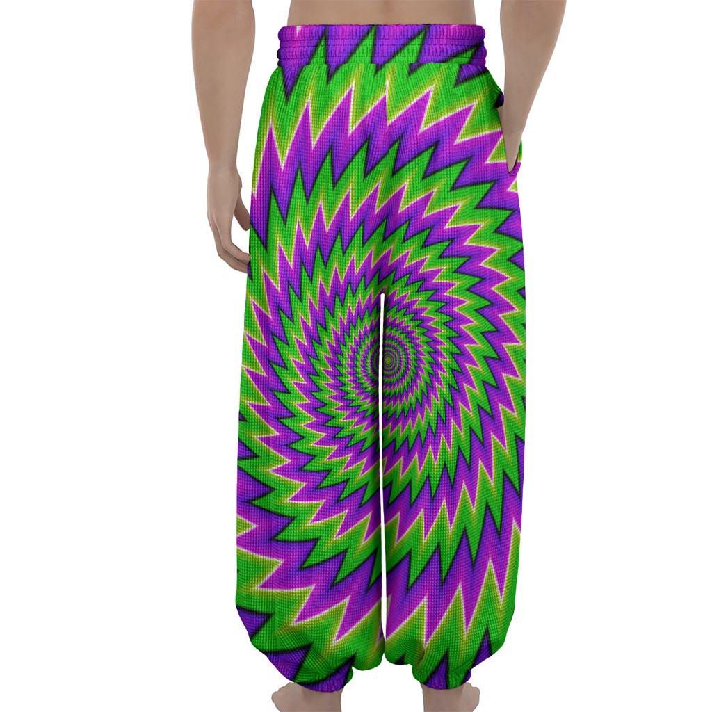 Green Spiral Moving Optical Illusion Lantern Pants