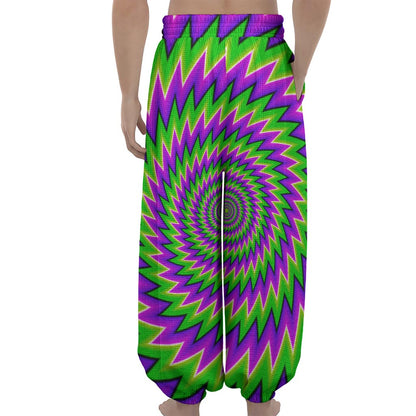 Green Spiral Moving Optical Illusion Lantern Pants