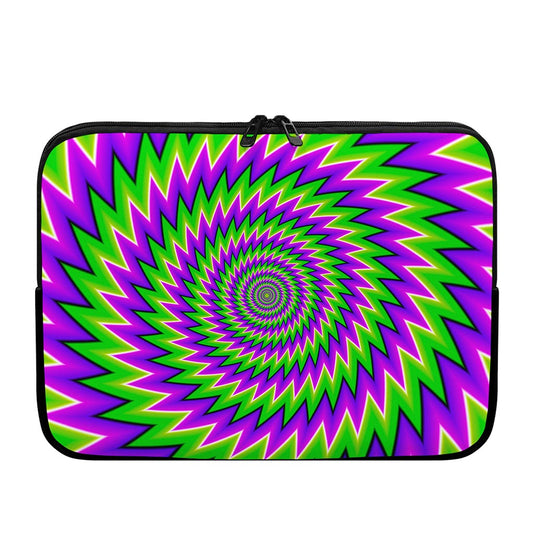 Green Spiral Moving Optical Illusion Laptop Sleeve