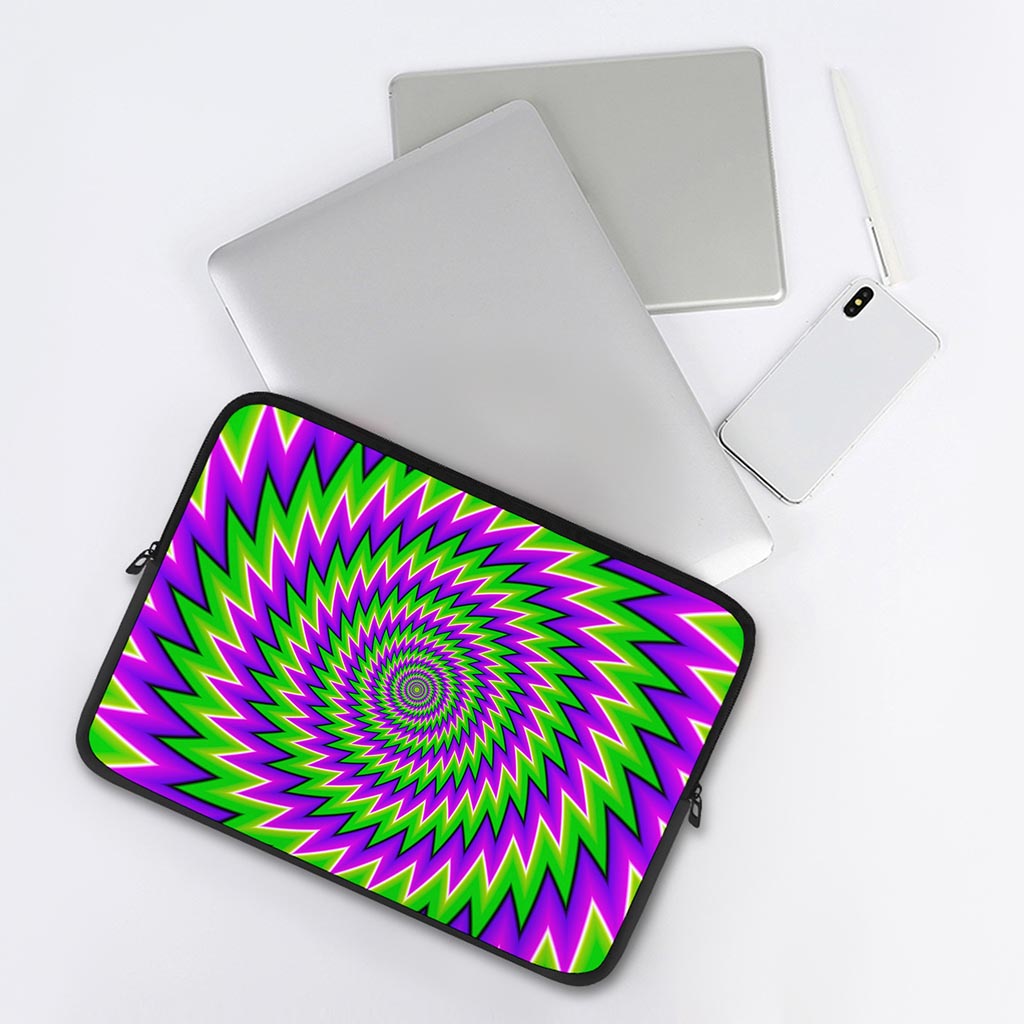 Green Spiral Moving Optical Illusion Laptop Sleeve