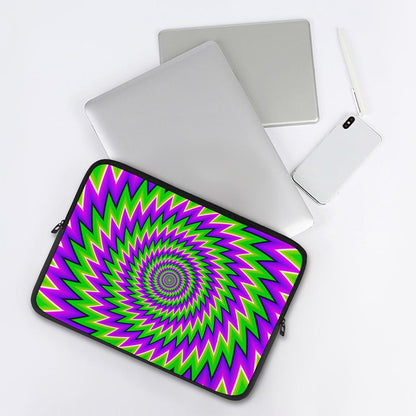 Green Spiral Moving Optical Illusion Laptop Sleeve