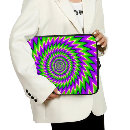 Green Spiral Moving Optical Illusion Laptop Sleeve