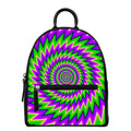 Green Spiral Moving Optical Illusion Leather Backpack