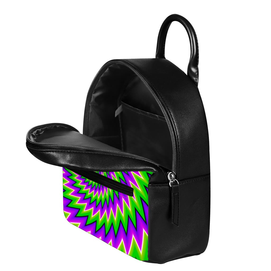 Green Spiral Moving Optical Illusion Leather Backpack
