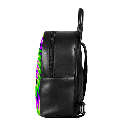 Green Spiral Moving Optical Illusion Leather Backpack