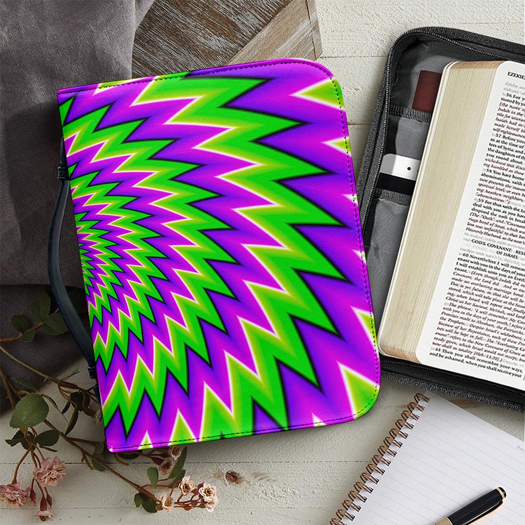 Green Spiral Moving Optical Illusion Leather Bible Cover