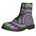 Green Spiral Moving Optical Illusion Lace-Up Boots