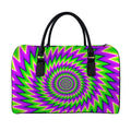 Green Spiral Moving Optical Illusion Leather Duffel Bag