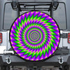 Green Spiral Moving Optical Illusion Leather Spare Tire Cover