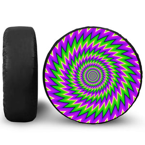 Green Spiral Moving Optical Illusion Leather Spare Tire Cover