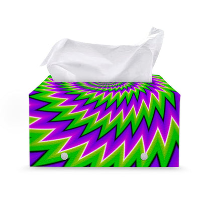 Green Spiral Moving Optical Illusion Leather Tissue Box Cover