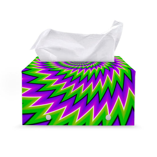 Green Spiral Moving Optical Illusion Leather Tissue Box Cover