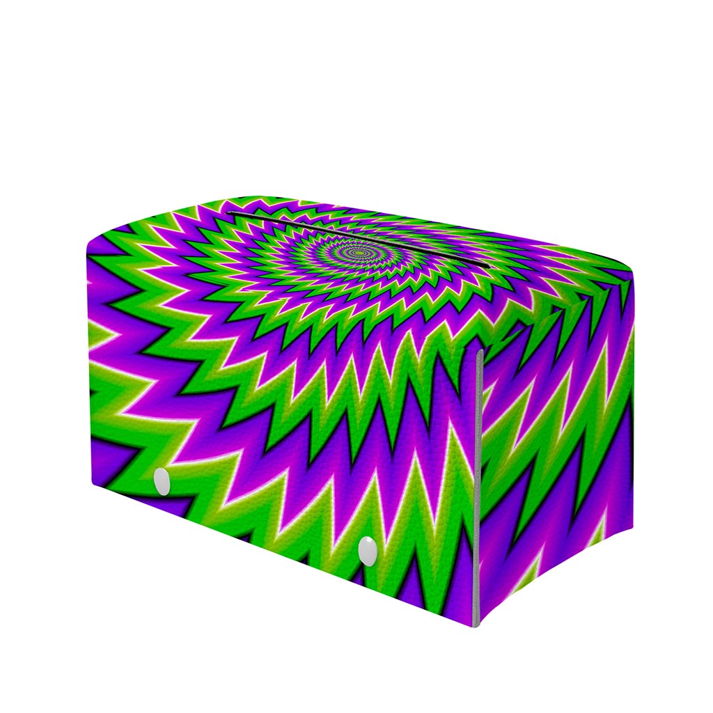 Green Spiral Moving Optical Illusion Leather Tissue Box Cover