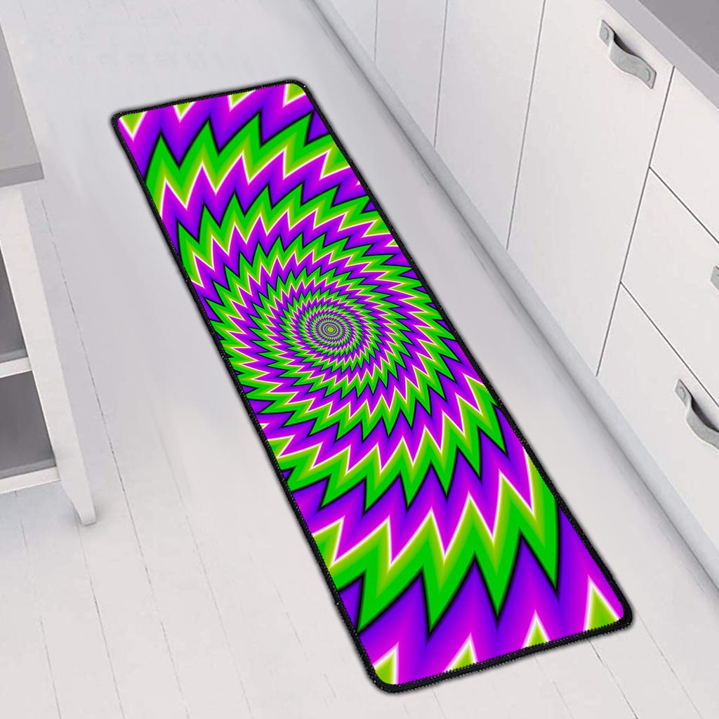 Green Spiral Moving Optical Illusion Long Kitchen Mat
