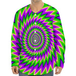 Green Spiral Moving Optical Illusion Long Sleeve Baseball Jersey