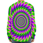 Green Spiral Moving Optical Illusion Long Sleeve Baseball Jersey