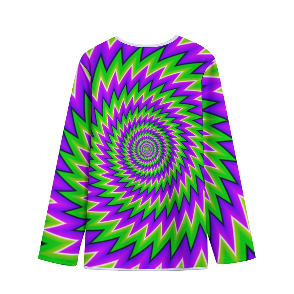 Green Spiral Moving Optical Illusion Long Sleeve Short Coat