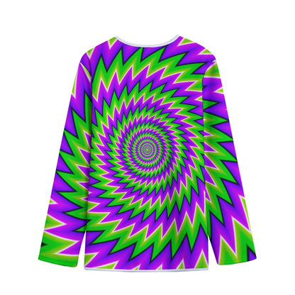 Green Spiral Moving Optical Illusion Long Sleeve Short Coat