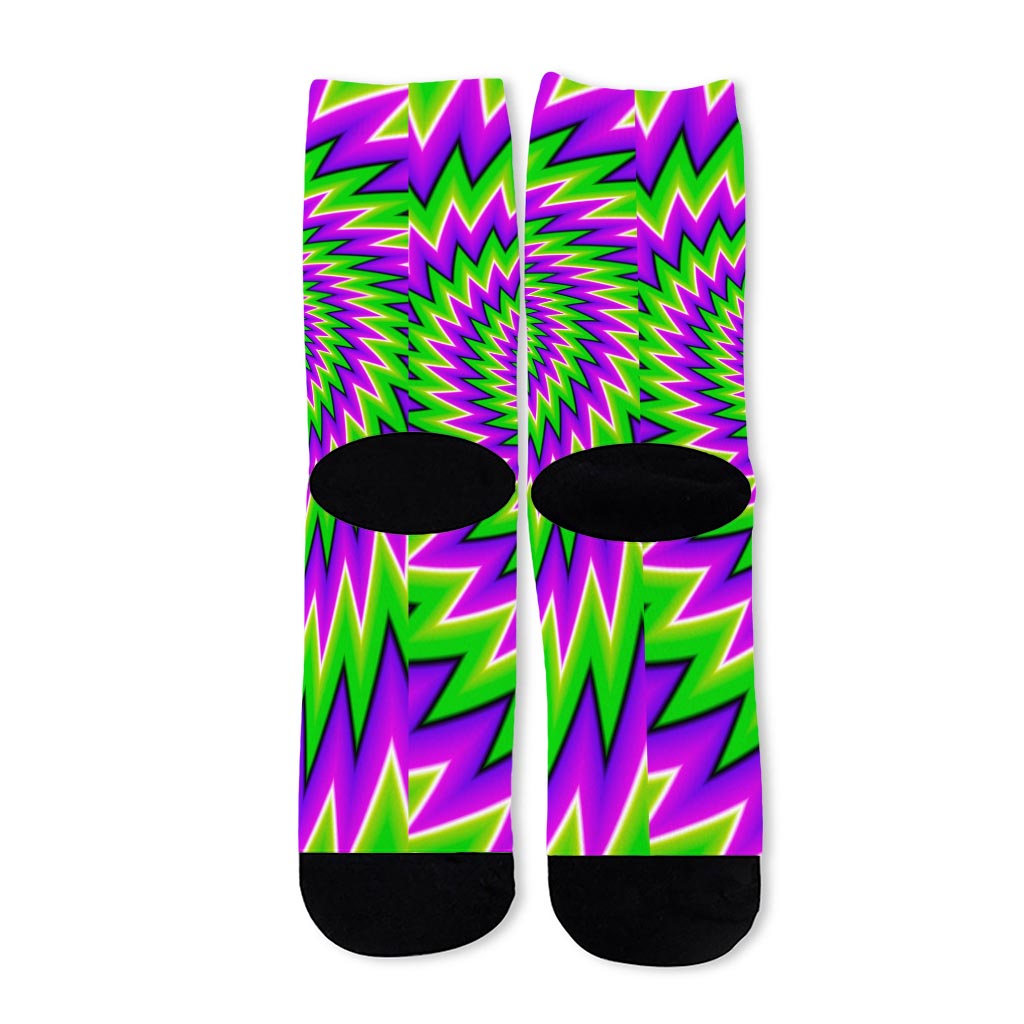 Green Spiral Moving Optical Illusion Long Socks