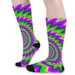 Green Spiral Moving Optical Illusion Long Socks