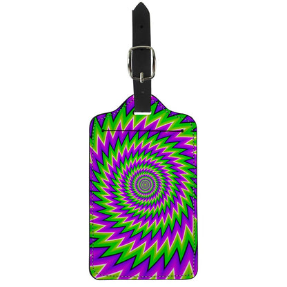 Green Spiral Moving Optical Illusion Luggage Tag