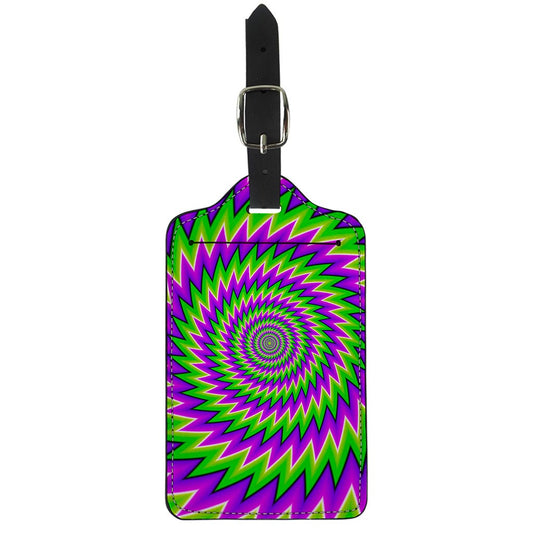 Green Spiral Moving Optical Illusion Luggage Tag