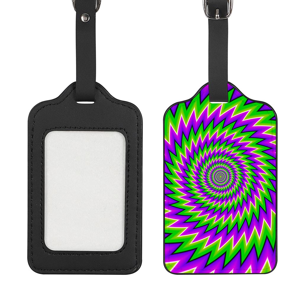 Green Spiral Moving Optical Illusion Luggage Tag