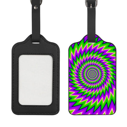 Green Spiral Moving Optical Illusion Luggage Tag