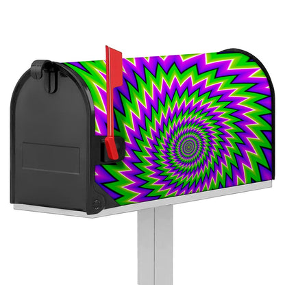 Green Spiral Moving Optical Illusion Mailbox Cover