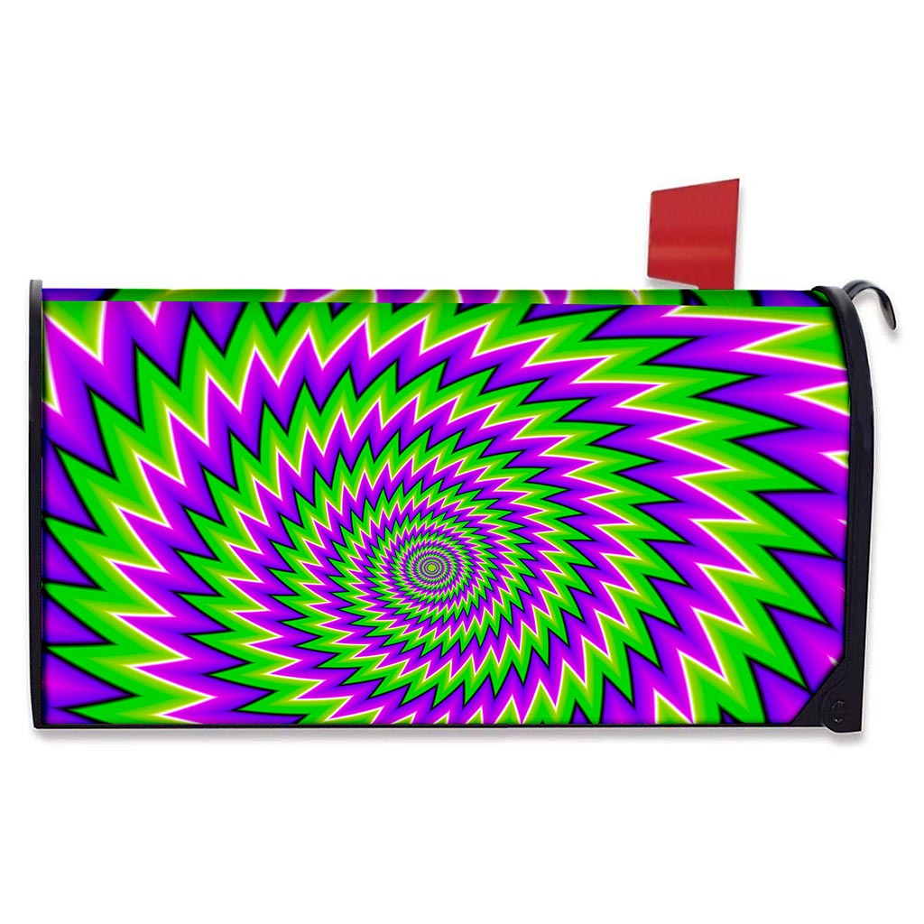 Green Spiral Moving Optical Illusion Mailbox Cover