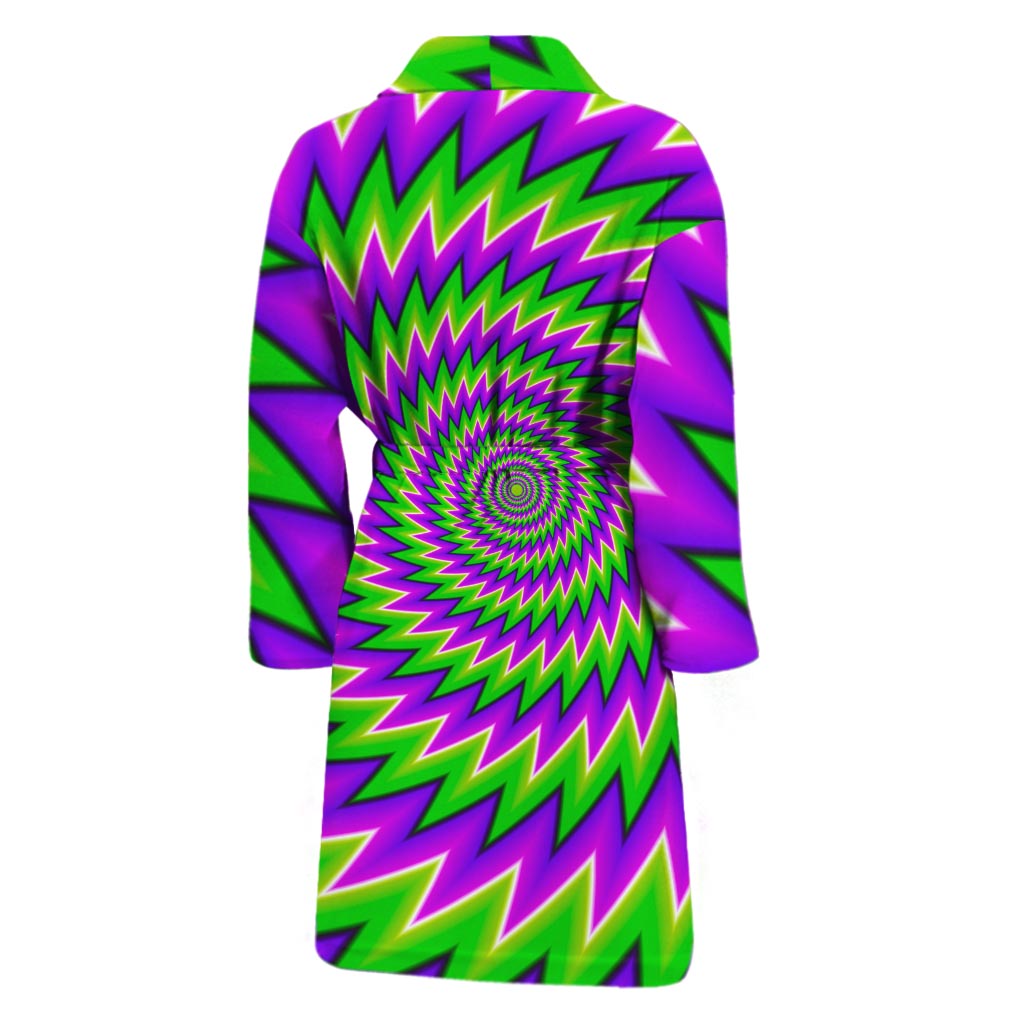 Green Spiral Moving Optical Illusion Men's Bathrobe