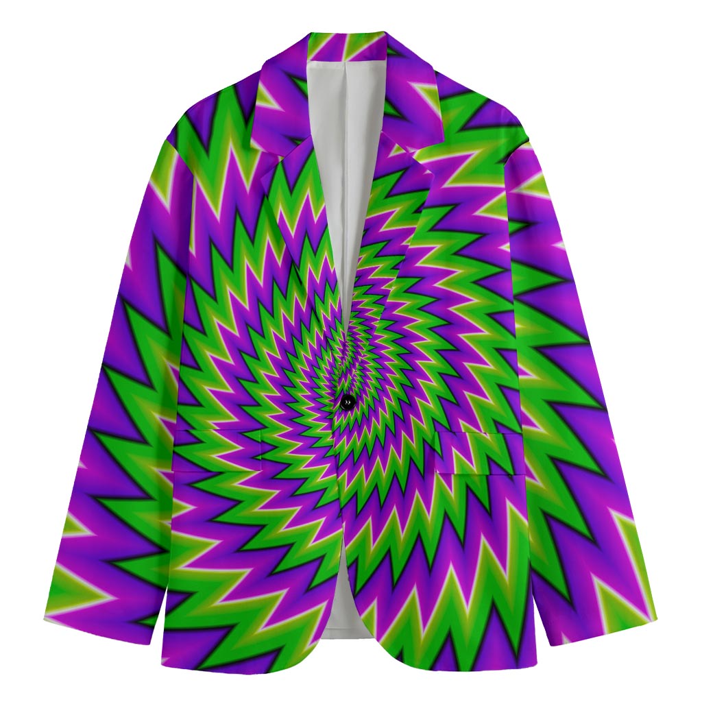 Green Spiral Moving Optical Illusion Men's Blazer