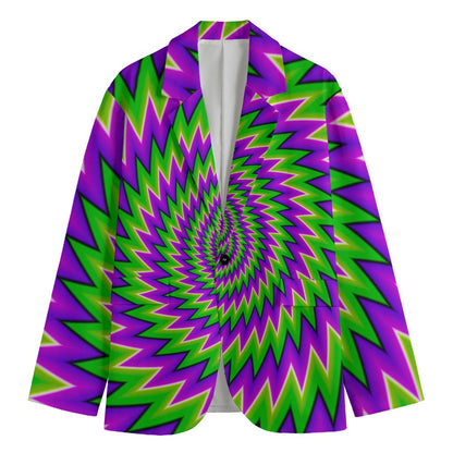 Green Spiral Moving Optical Illusion Men's Blazer