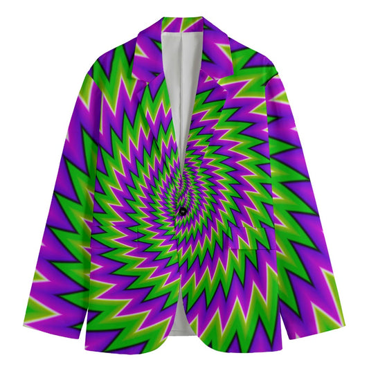 Green Spiral Moving Optical Illusion Men's Blazer